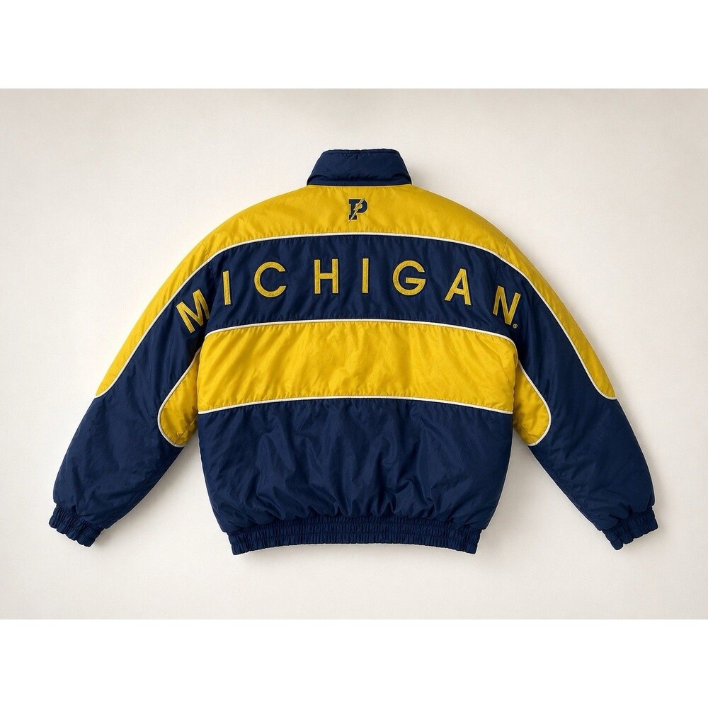 Vintage Pro Player Michigan Wolverines Reversible Puffer Jacket XL USA